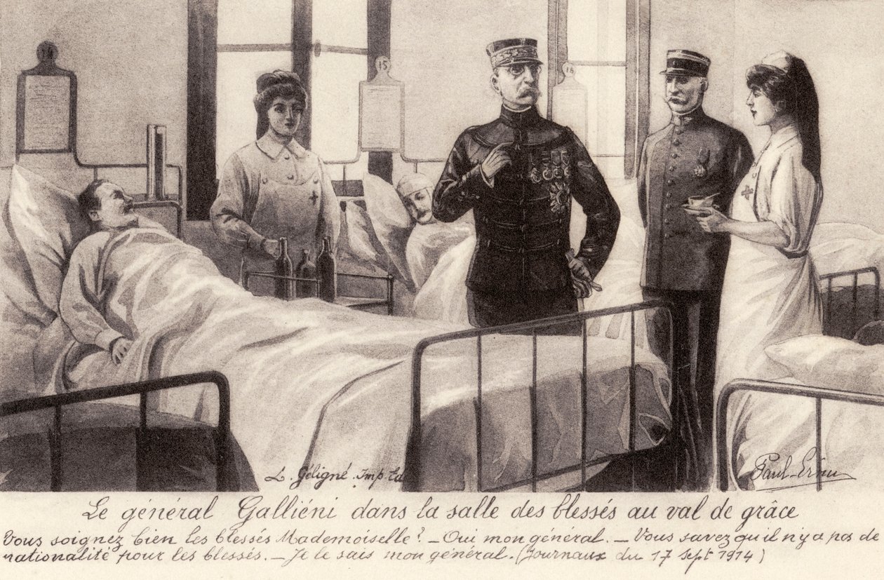 Joseph Gallieni visita os feridos de Unbekannter Künstler