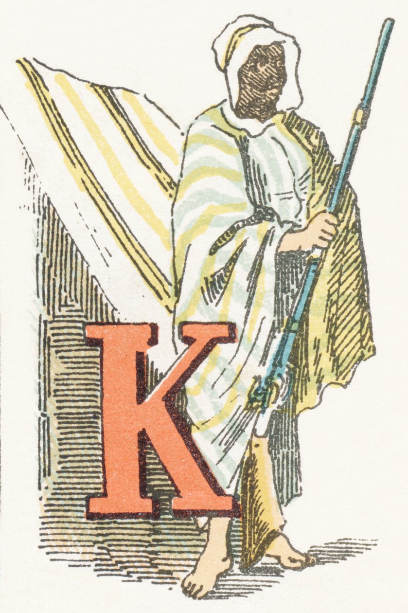 K - Kabyle - Alfabeto infantil, Edições Gordinne 1920 (gravura) de Unbekannt