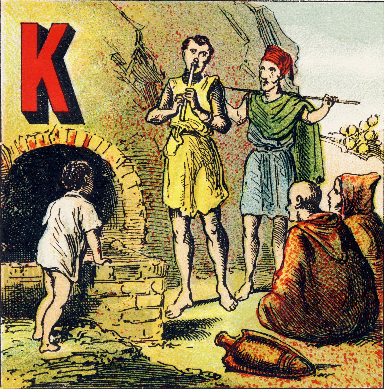K: Kabylia. Kabylia é um país localizado na África. É habitada por Kabyles - Gravura extraída da geografia do alfabeto. Guerin-Muller et Cie, editeurs, Paris de Unbekannt