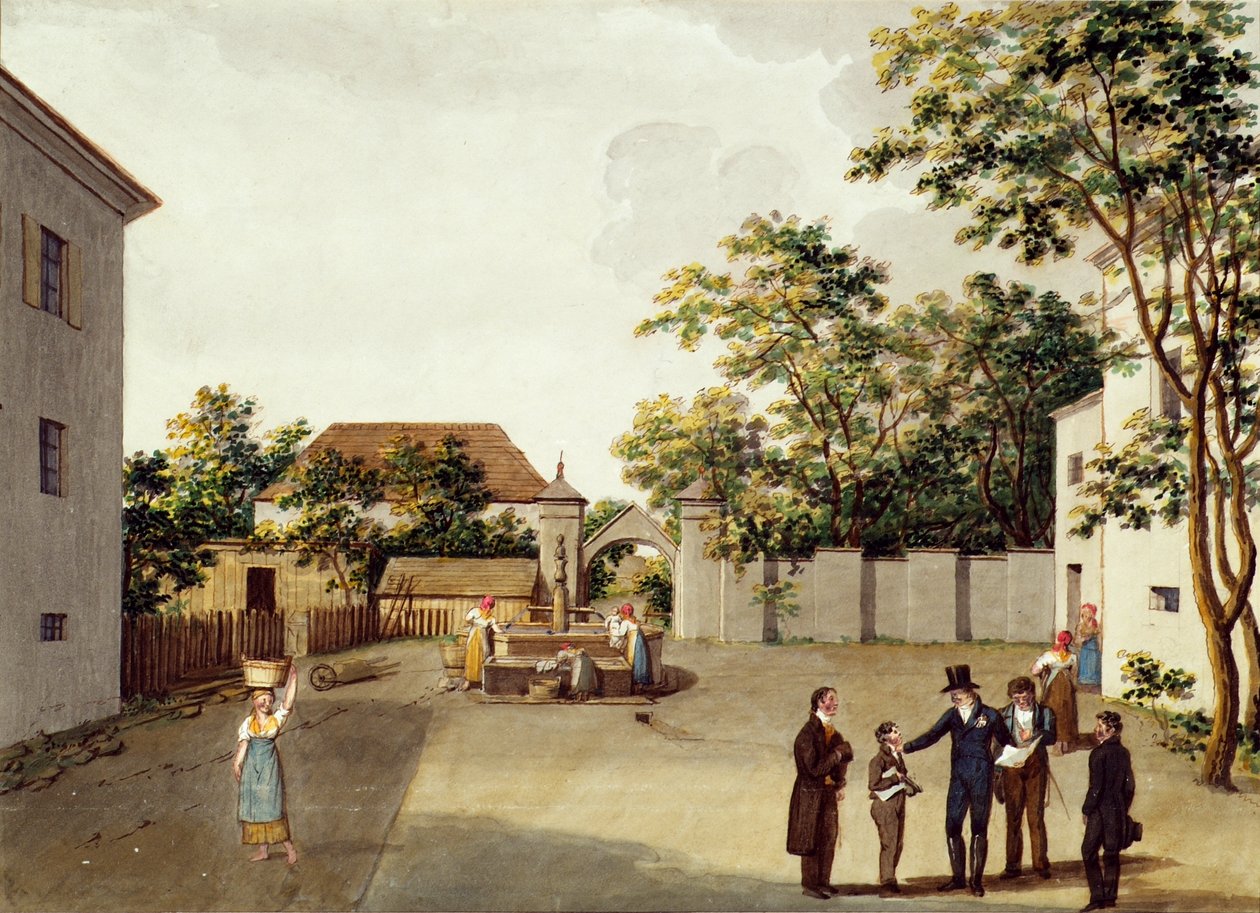 Imperador Franz I (II) da Áustria no pátio da escola em Perchtoldsdorf de Unbekannter Künstler