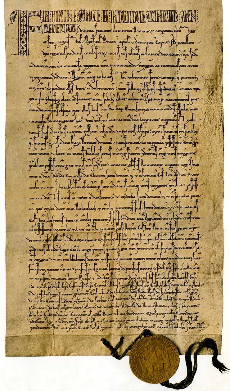 Carta do Kaiser Frederico II de 26 de setembro de 1212 de Unbekannter Künstler