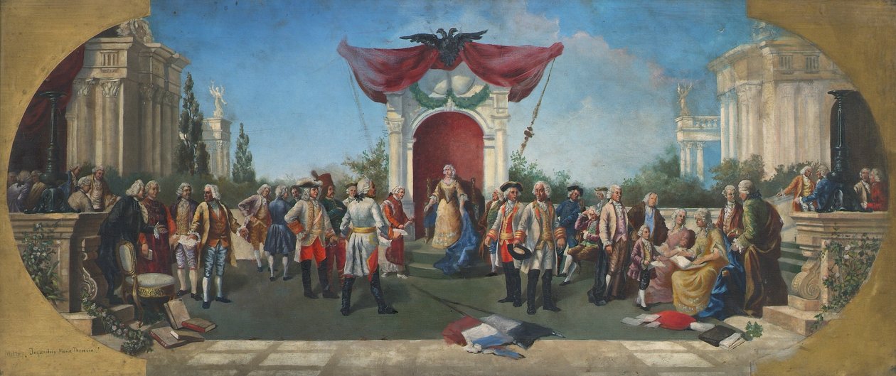 A imperatriz Maria Teresa no círculo dos seus paladinos de Unbekannter Künstler