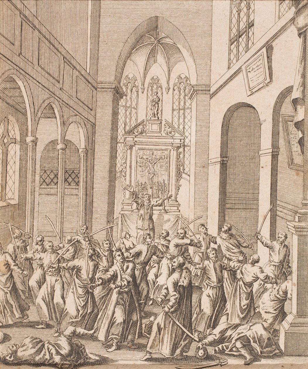 Cena de luta numa igreja de Unbekannter Künstler