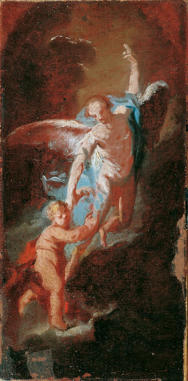 criança com anjo da guarda de Unbekannter Künstler