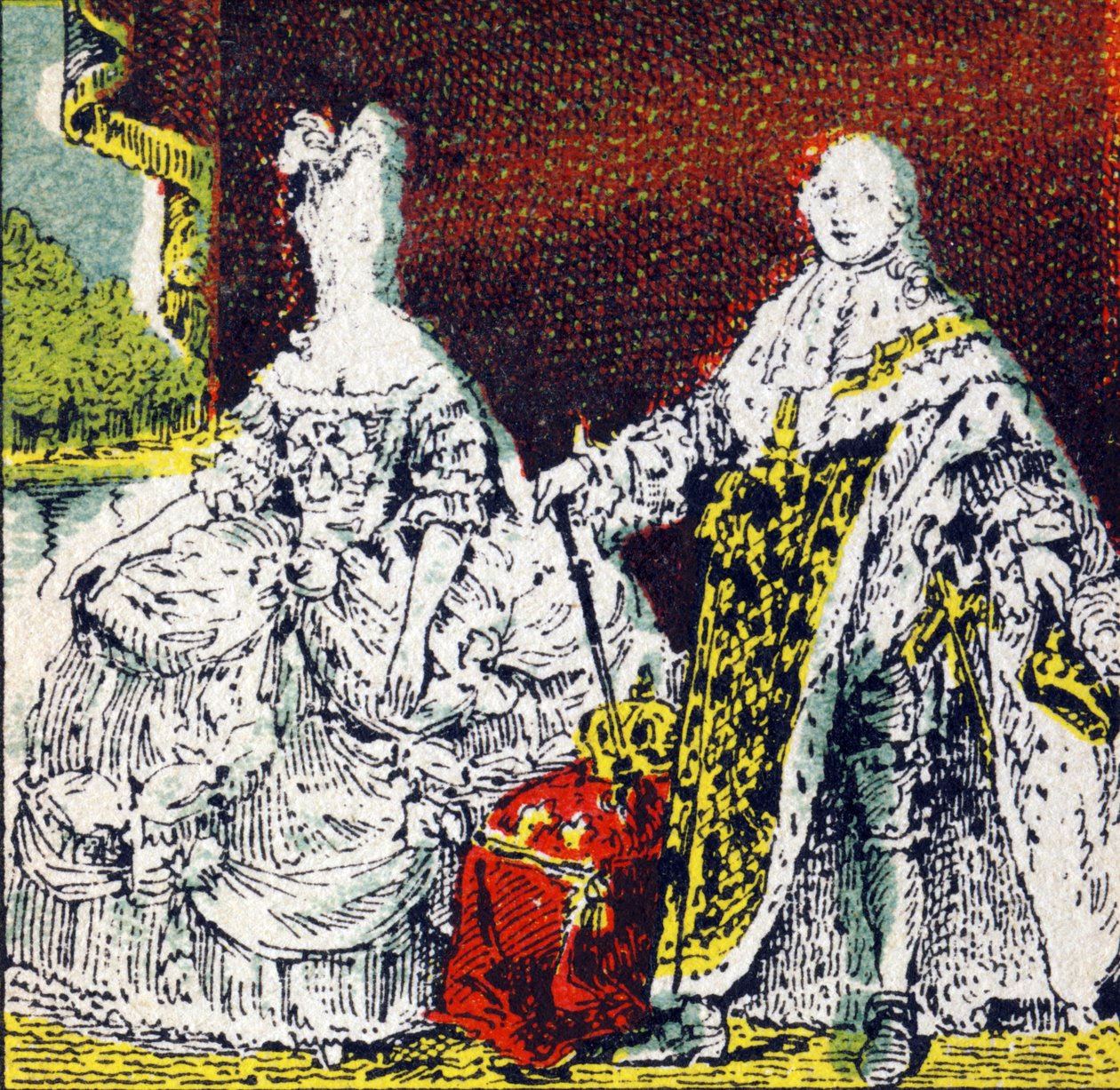 Rei Luís XVI de França e Rainha Maria Antonieta . Gravura no "Histoire de France". Série de imagens publicitárias publicadas em nome de Louit, 24 rue d