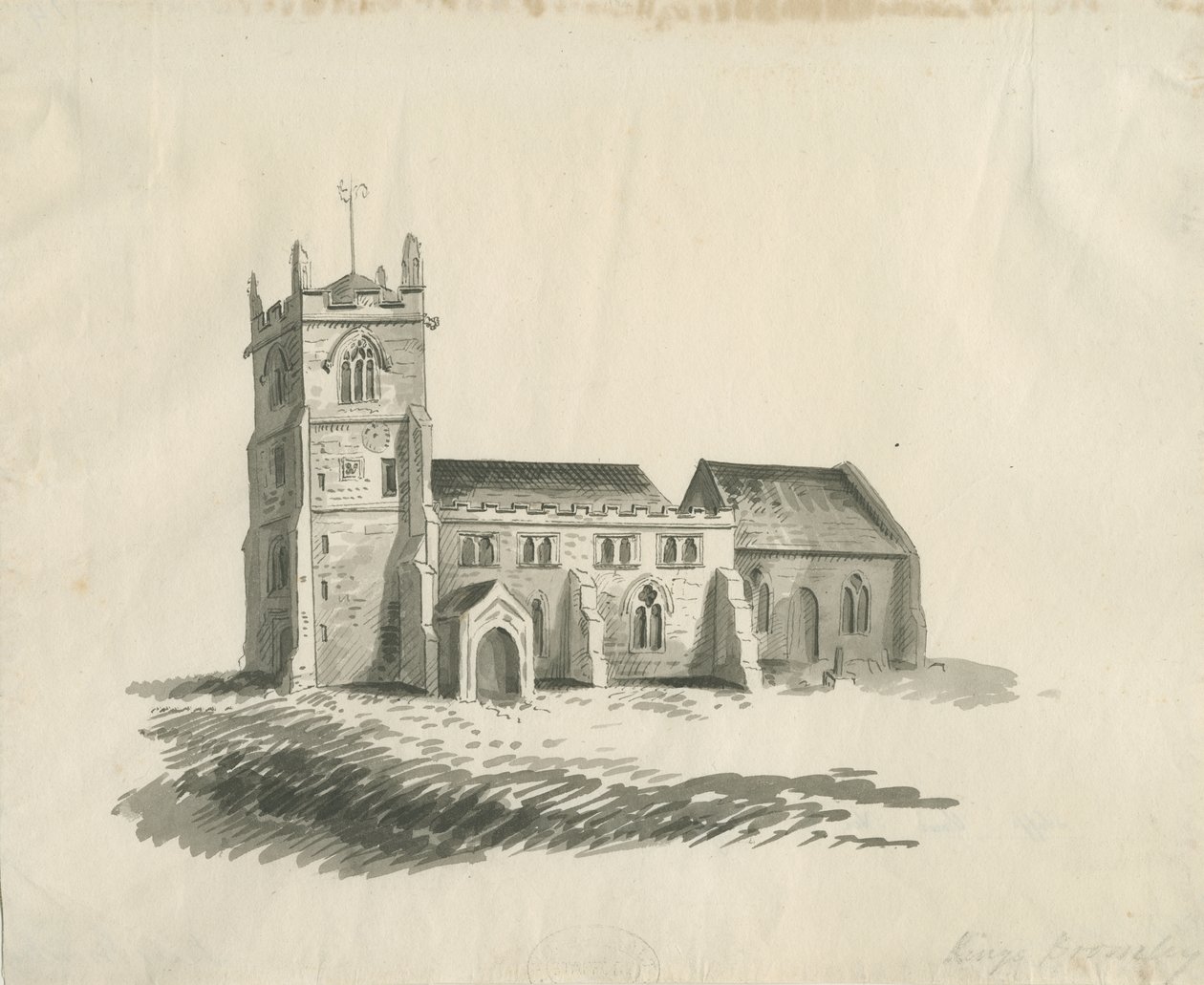 Igreja de Kings Bromley: desenho em sépia, nd [c 1770] de Unbekannt