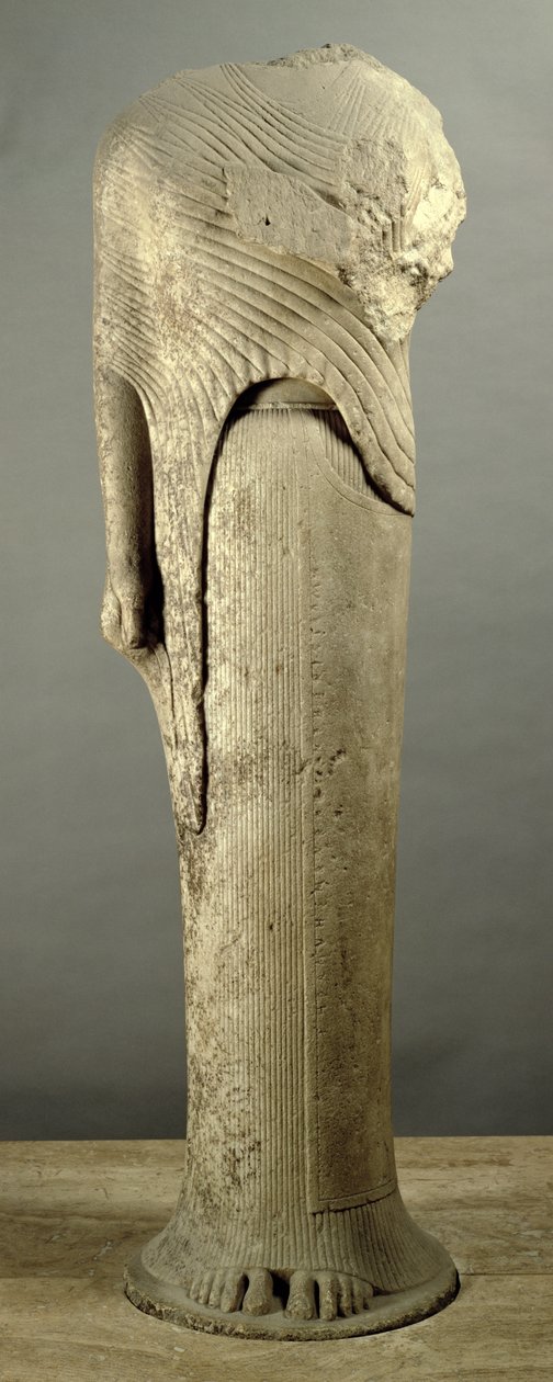 Figura Kore dedicada por Cheramyes, do Santuário de Hera, Samos, c.570 a.C. (mármore) de Unbekannt
