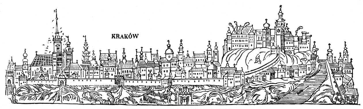 Cracóvia. Vista da cidade no século XVI. Polónia de Unbekannter Künstler
