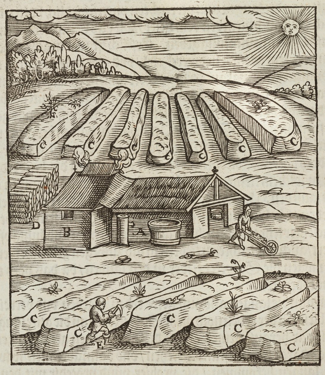 A preparação do salitre - Gravura extraída de Description des minerais et des principales methodes d