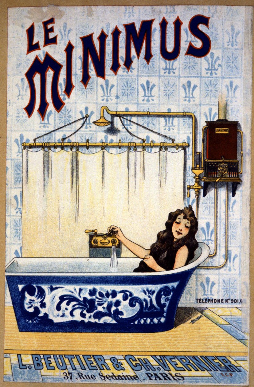 Casa de banho Le minimus, c. 1900 (ilustração) de Unbekannter Künstler