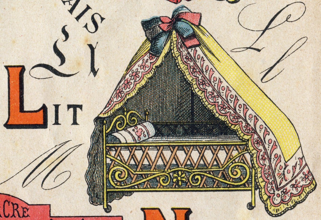 Carta L . Gravação em "Brinquedos ABC". Imagem epinal em cromolitografia, cerca de 1890. Pequeno livreto de 8 páginas. Dim: 195x135mm, destinado a receber um anúncio na 4ª capa. Utilizado em casa, oferece um abecedário ilustre e um pequeno método de leitur de Unbekannt