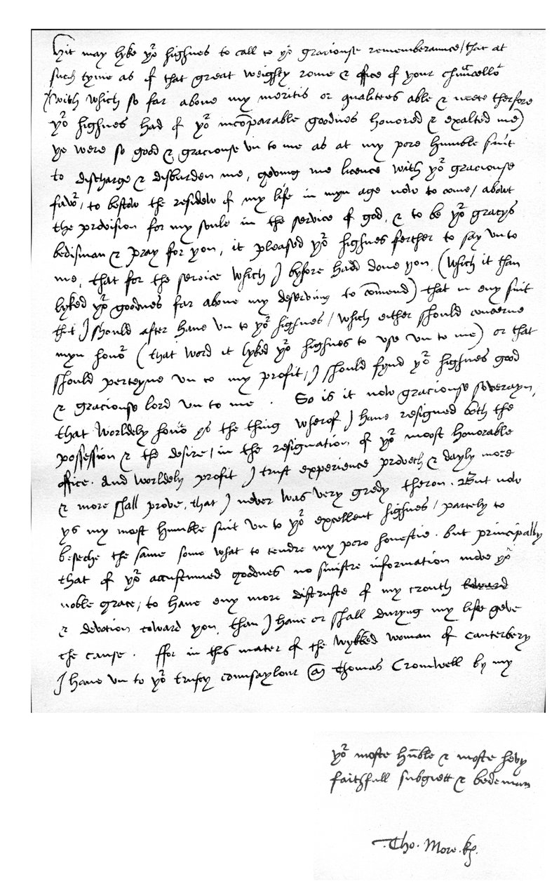 Carta de Thomas More ao Rei Henrique VIII, escrita na sua casa em Chelcith (Chelsea), 5 de Março de Unbekannt