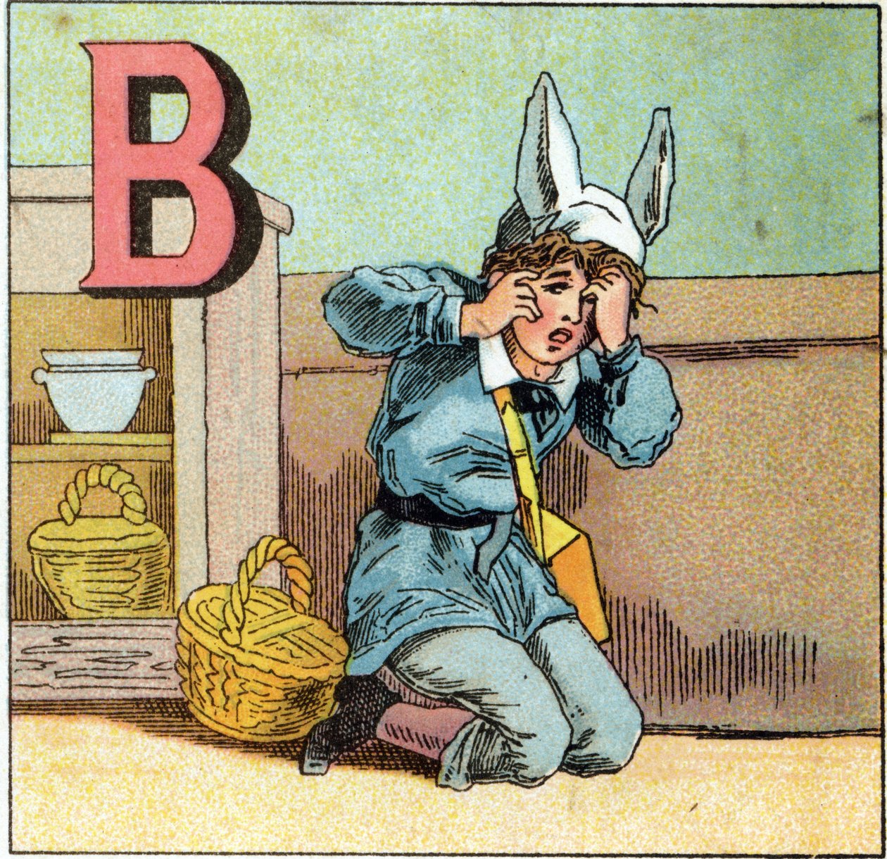 Letras B como boné de burro . Gravura em "Alfabeto dos petits ecoliers". Imaging of Epinal, cerca de 1885. Coleção Privee de Unbekannt
