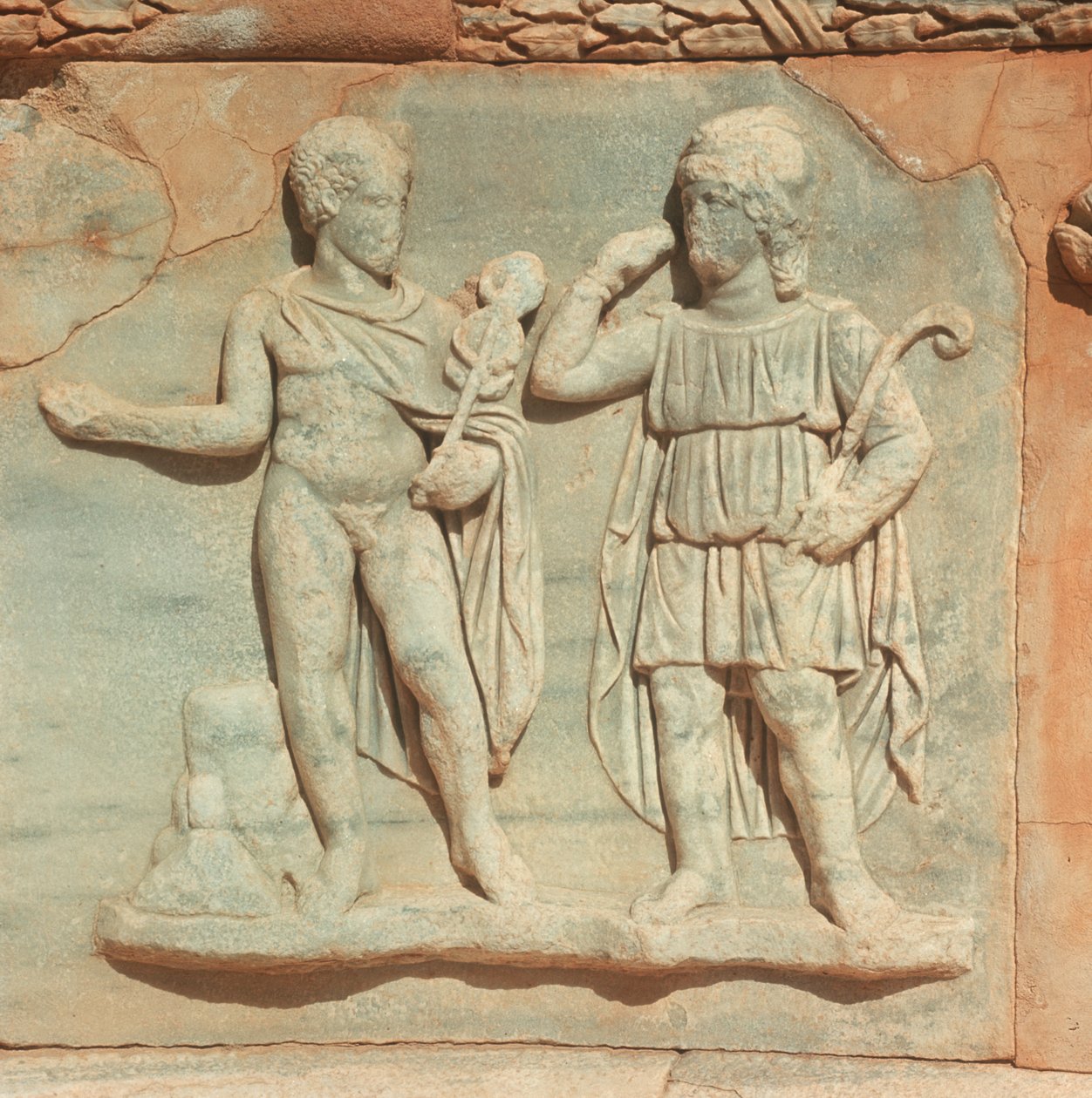 Líbia, Tripolitânia Histórica, Sabratha Antiga, Teatro, Detalhe do relevo de William M. Timlin