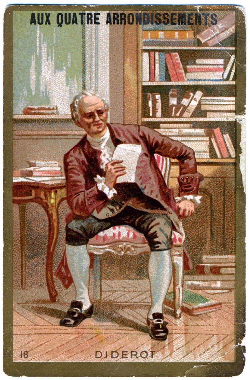 Literatura. O filósofo francês Denis Diderot. Imagens dos grandes armazéns parisienses: Aux Quatre Arrondissements, França, c.1900 de Unbekannter Künstler