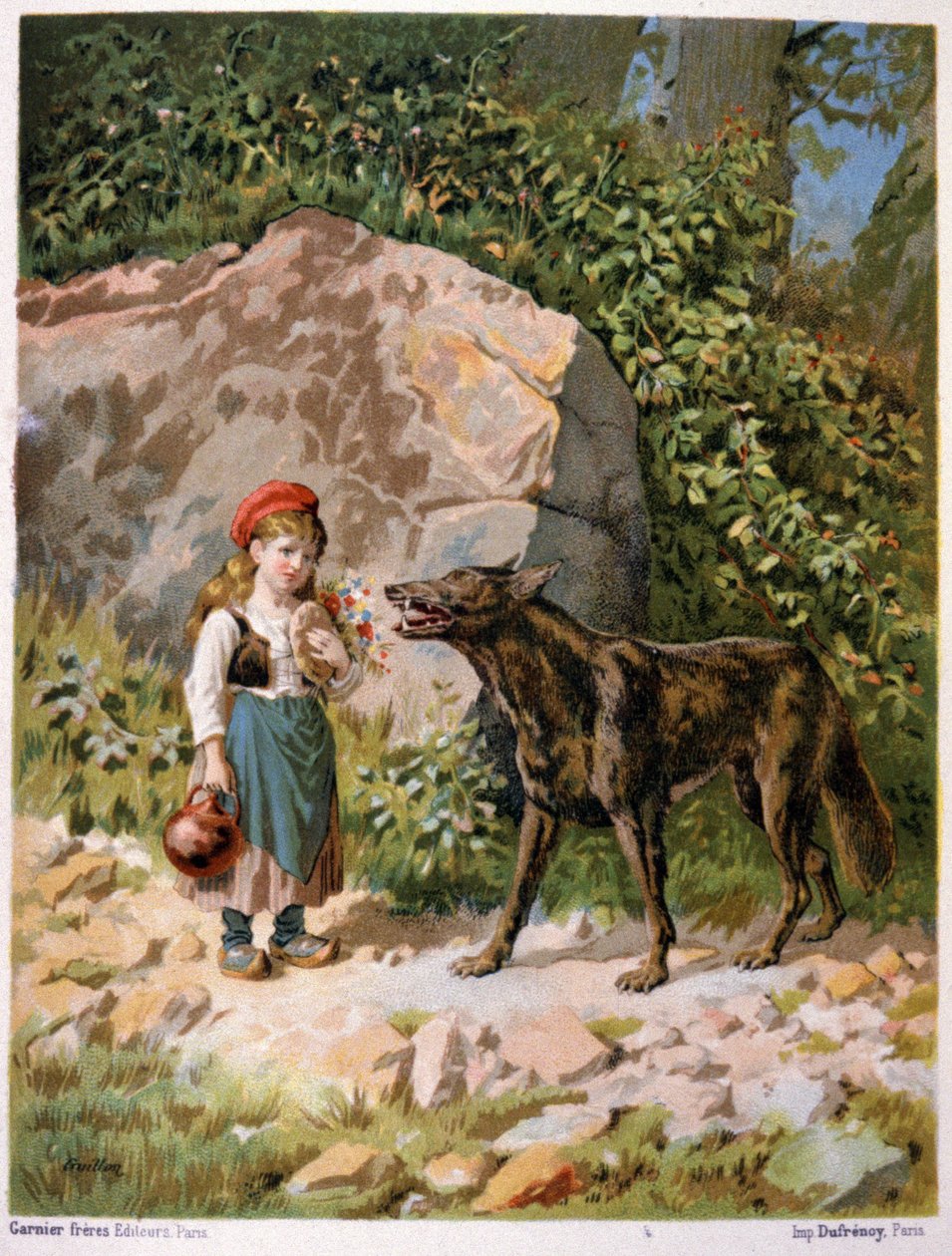 Capuchinho vermelho e o lobo, finais do século XIX (ilustração) de Unbekannter Künstler