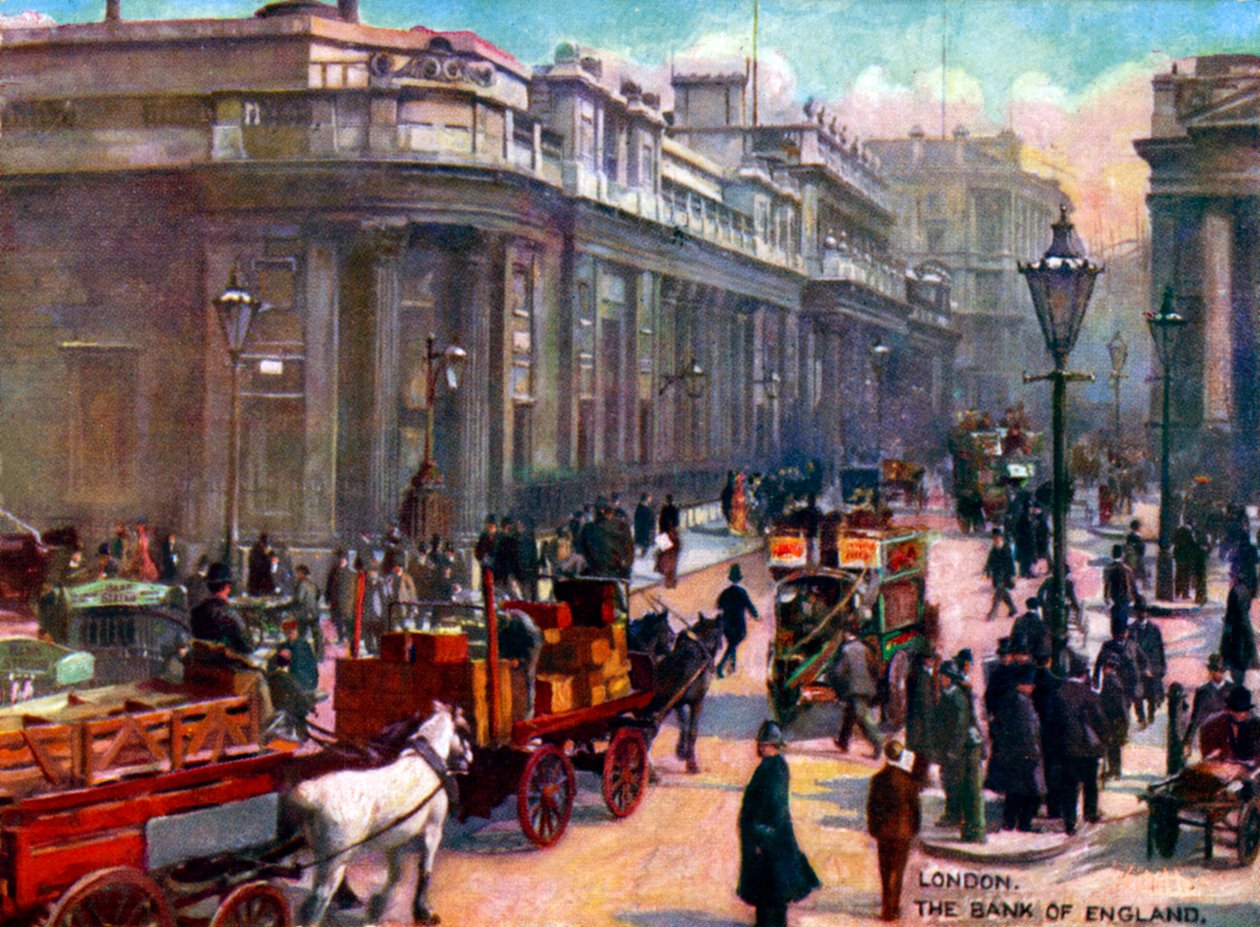 Londres - Banco de Inglaterra. No início dos anos 1900. de Unbekannter Künstler
