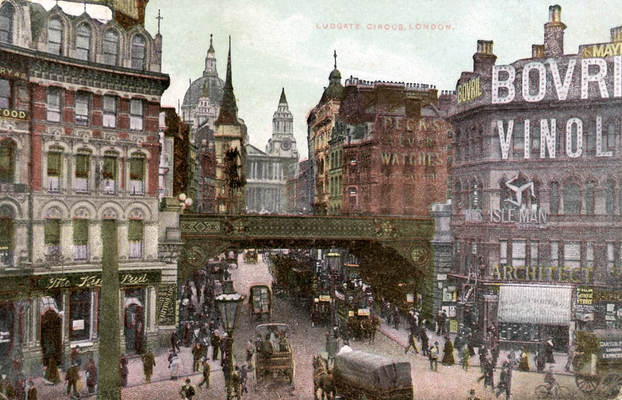 Londres - Ludgate Hill na cidade de Londres, início do século XX (cartão postal) de Unbekannter Künstler