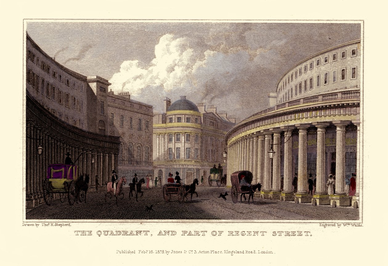 Vistas de Londres: O Quadrante e parte da Regent Street. de Unbekannter Künstler