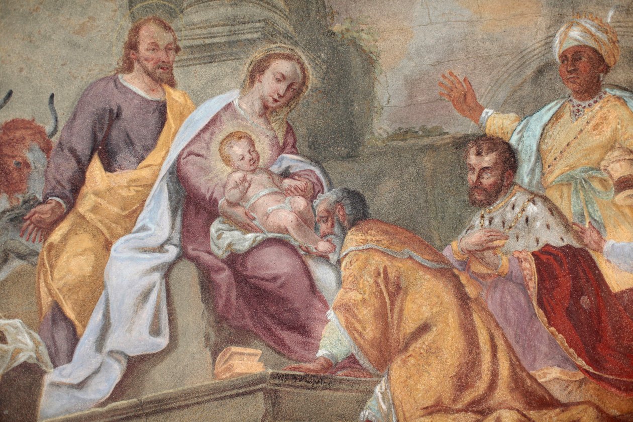 Igreja do Loreto; Jesus e magi afresco Praga República Checa de Unbekannt