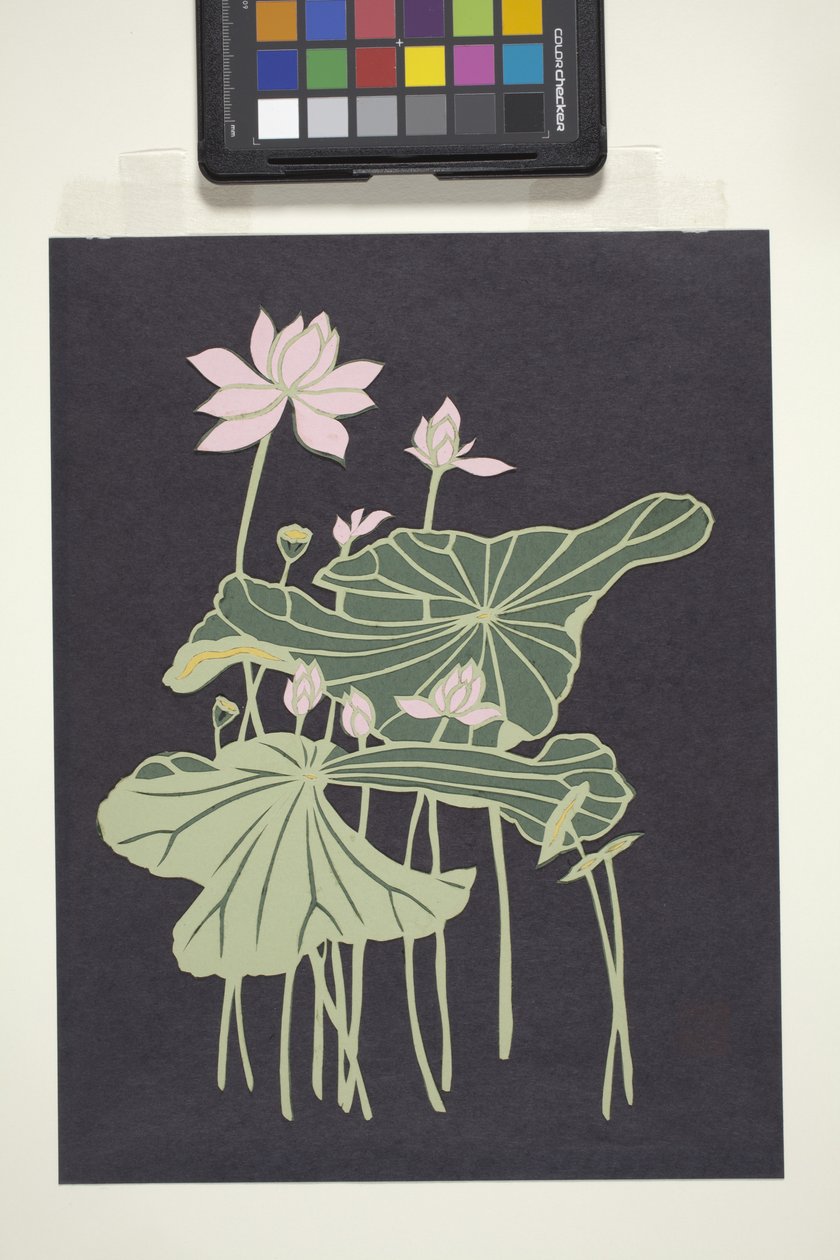Lotus (papel cortado multicolorido) de Unbekannter Künstler