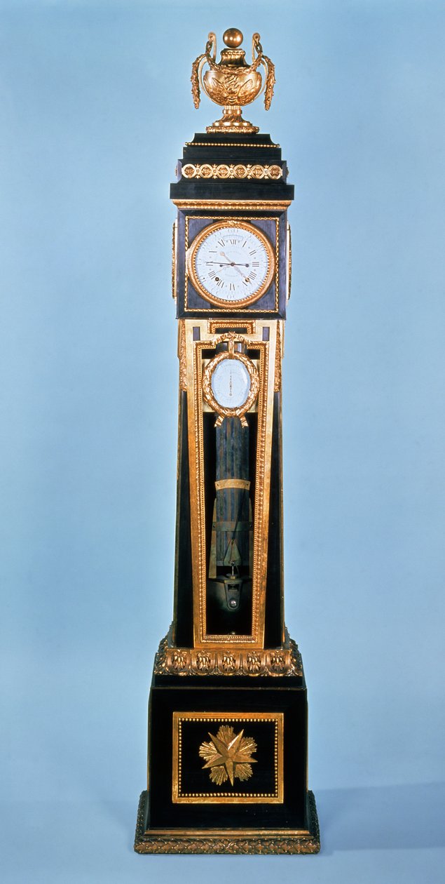 Relógio de caixa longa com equação folheada de ébano Luís XVI, de Ferdinand Berthoud, Paris, final do século 18 de Unbekannt