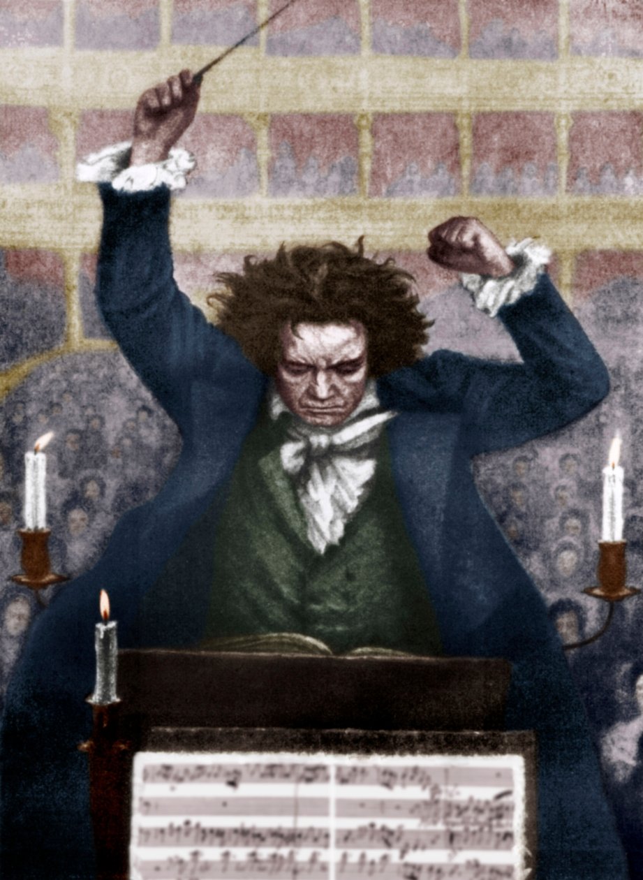 Ludwig van Beethoven conduzindo com bastão - por Katzaroff. compositor alemão de Unbekannt