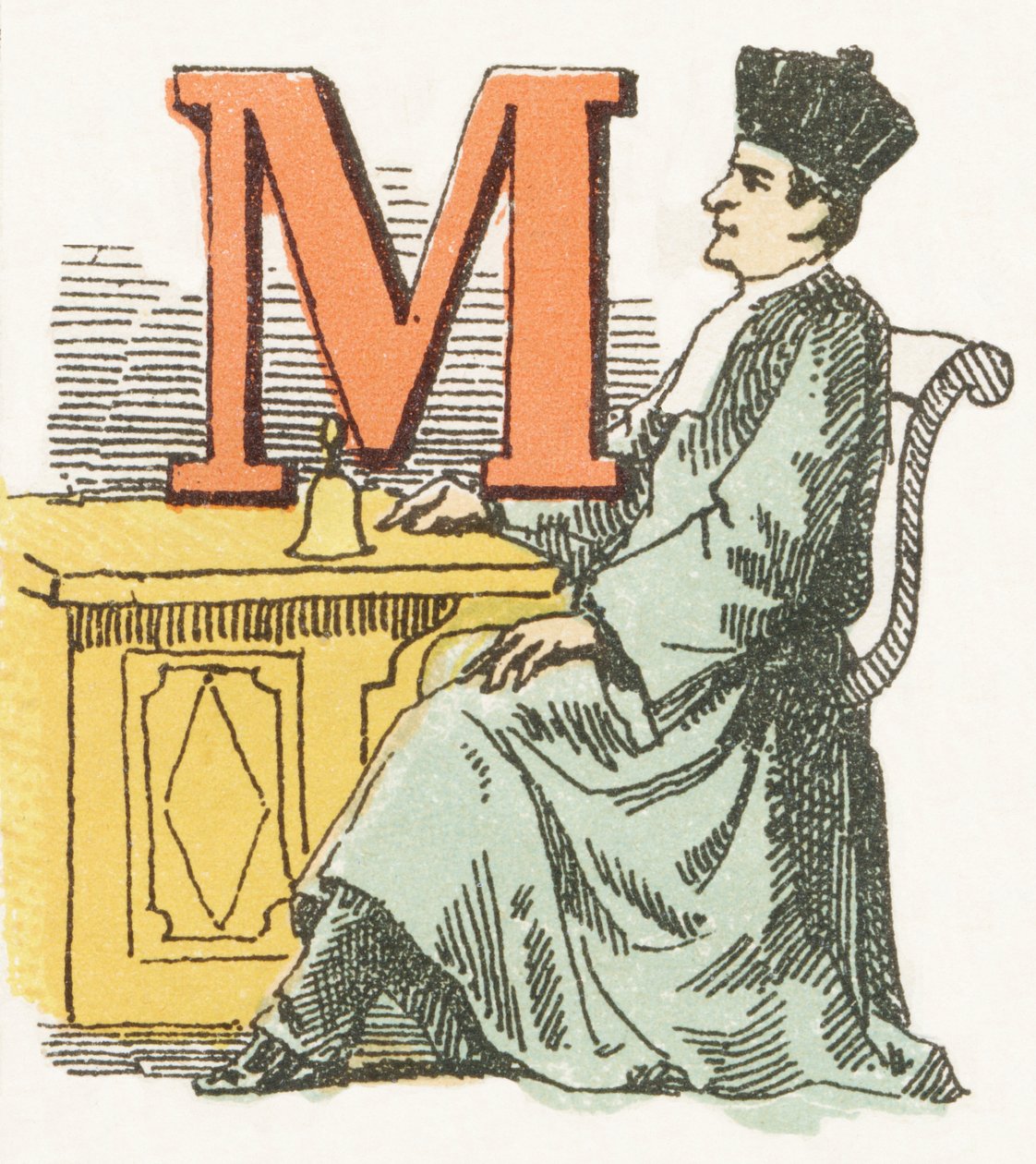 M - Magistrat - Alfabeto Infantil, Edições Gordinne 1920 (gravura) de Unbekannt