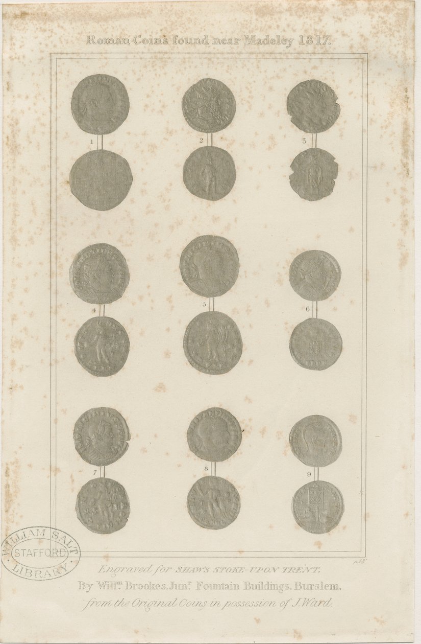 Madeley - Moedas romanas: gravura, sd [c 1817] de Unbekannt