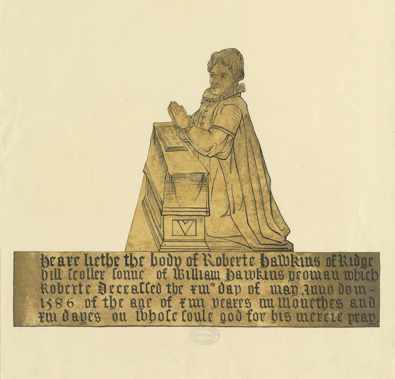 Madeley Church - Monumento a Robert Hawkins: pintura a tinta e aquarela, nd [ 19th cent] de Unbekannt