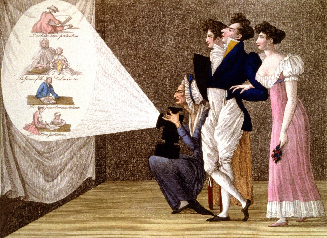 Lanterna mágica em Paris, c. 1810 (gravura) de Unbekannter Künstler