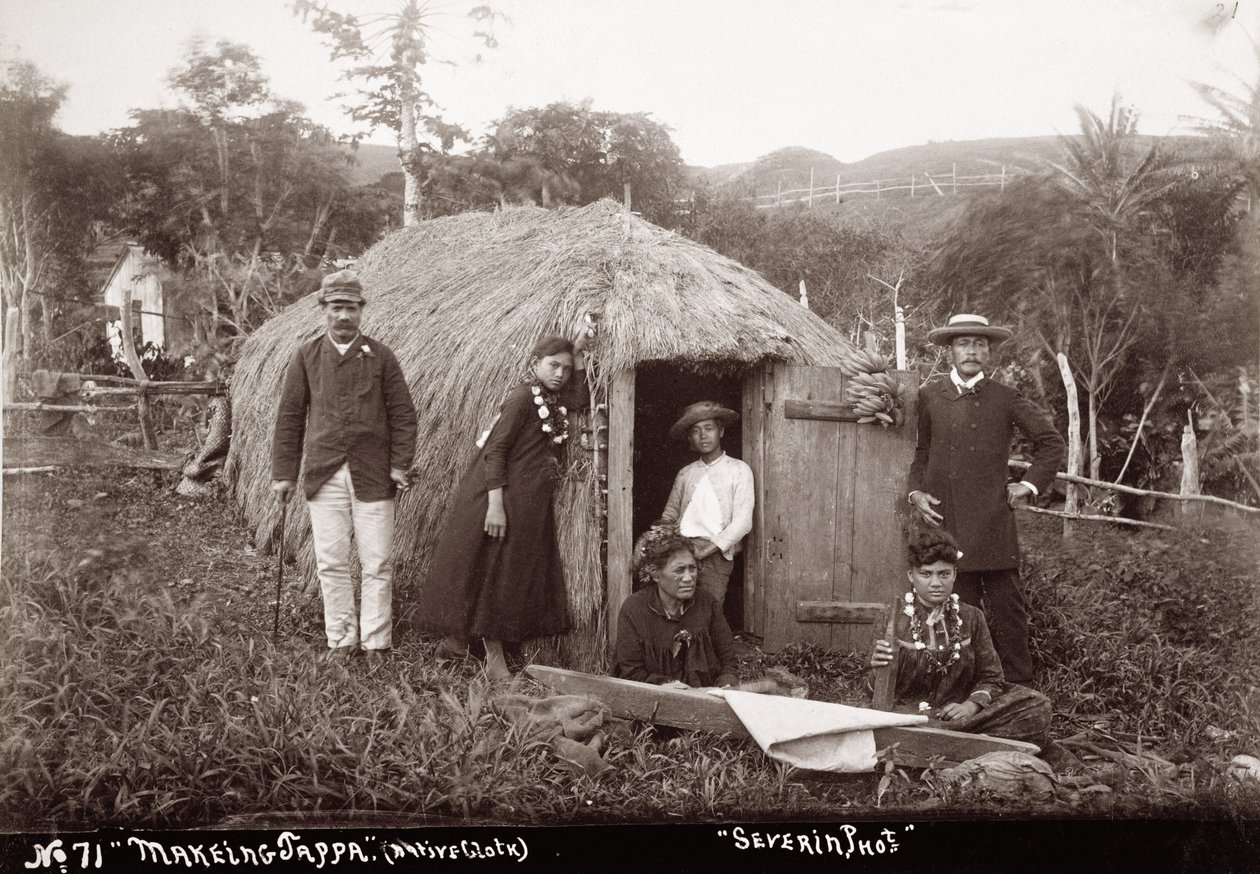 Fazendo Tappa, um pano nativo, c.1875 (foto sépia) de Unbekannt