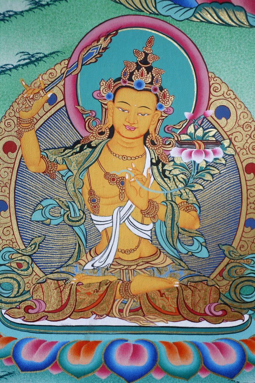 Manjushri, divindade do conhecimento. Mosteiro Kopan, Kathmandu, Nepal de Unbekannt