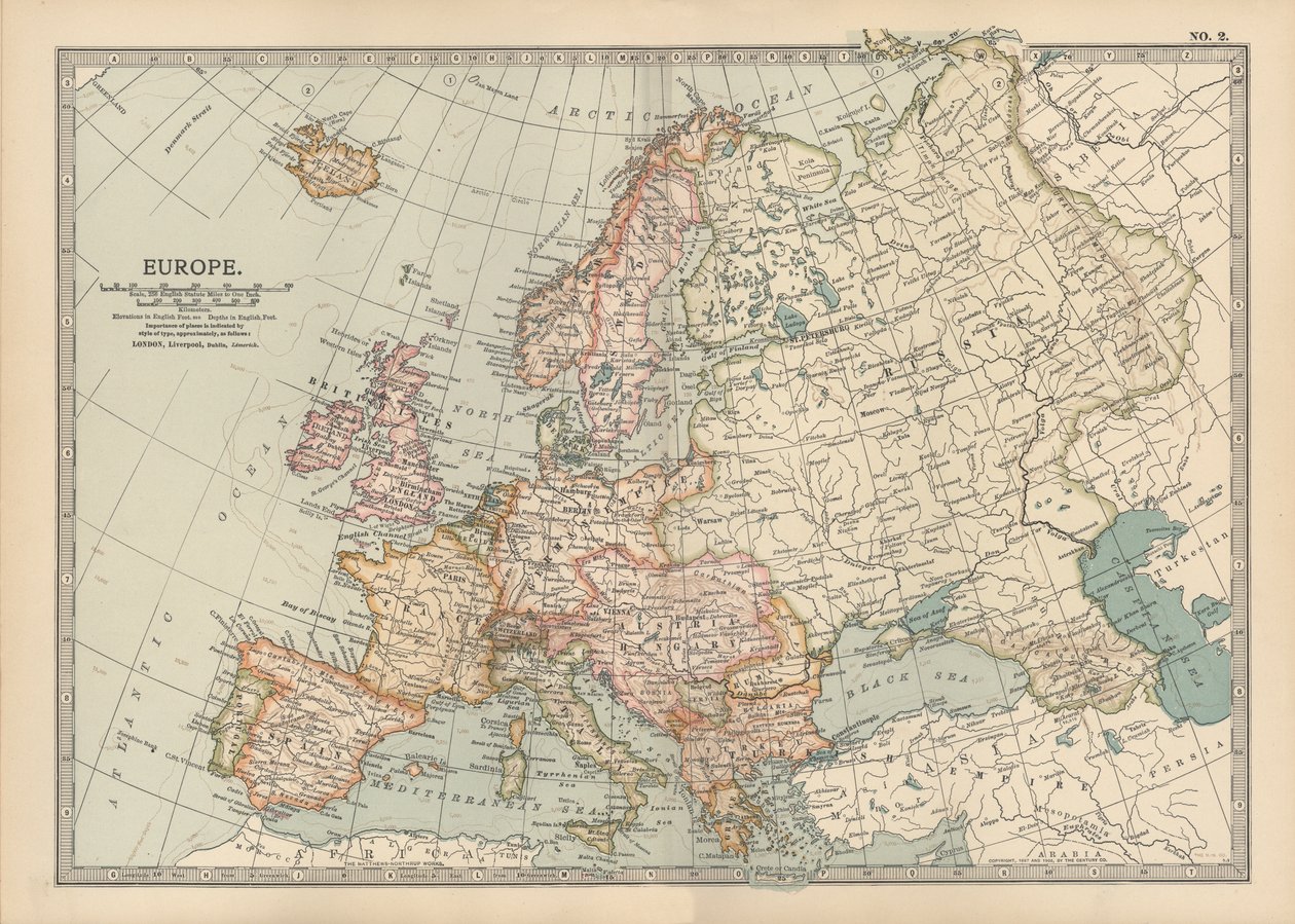 Mapa da Europa, c.1900 (gravura) de Unbekannter Künstler