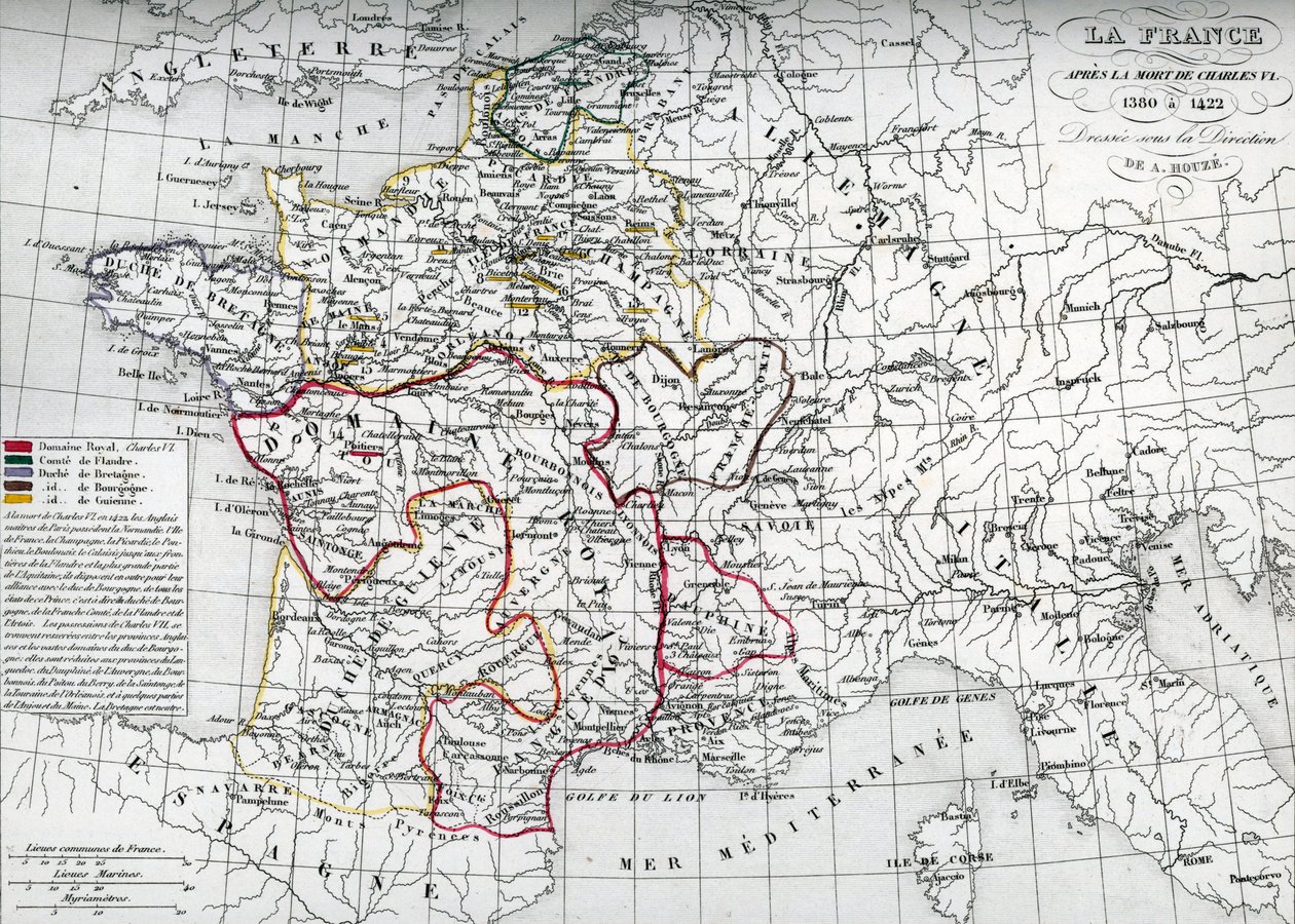 Mapa de França na época do rei Carlos VI de Unbekannter Künstler