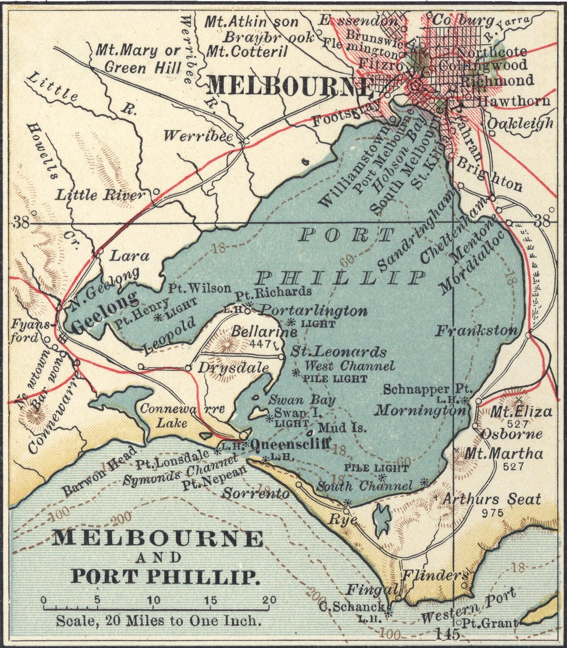 Mapa de Melbourne, c.1900 (gravura) de Unbekannter Künstler