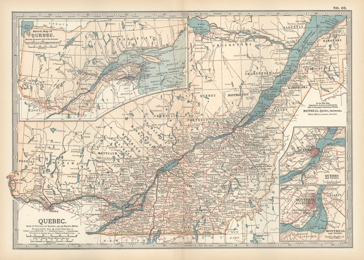 Mapa do Quebeque, Canadá, c.1900 (gravura) de Unbekannter Künstler