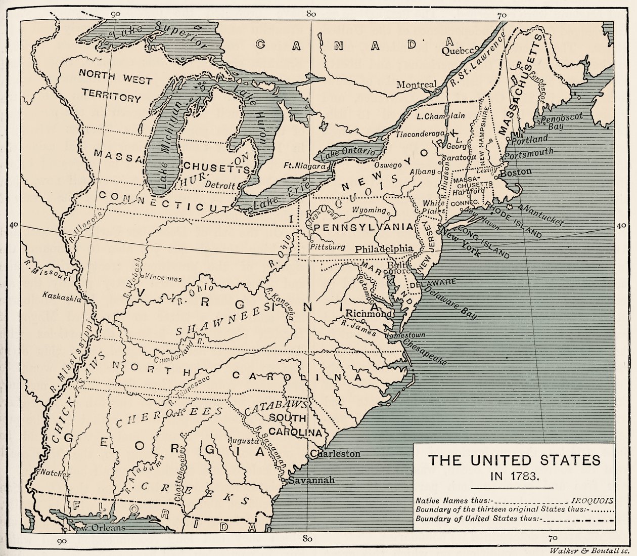 Mapa dos Estados Unidos pós-independência de Unbekannter Künstler