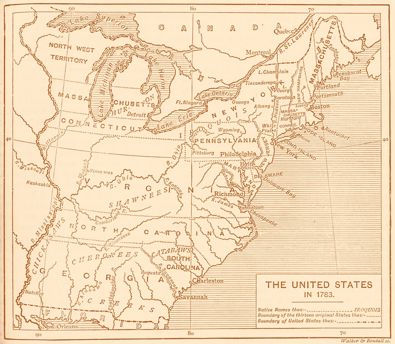 Mapa dos Estados Unidos pós-independência de Unbekannter Künstler