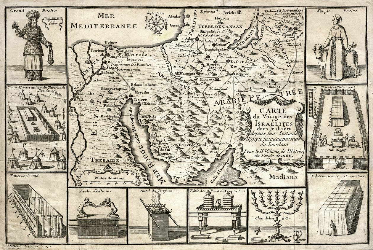 Mapa da viagem dos israelitas, desde a sua saída do Egipto de Unbekannter Künstler