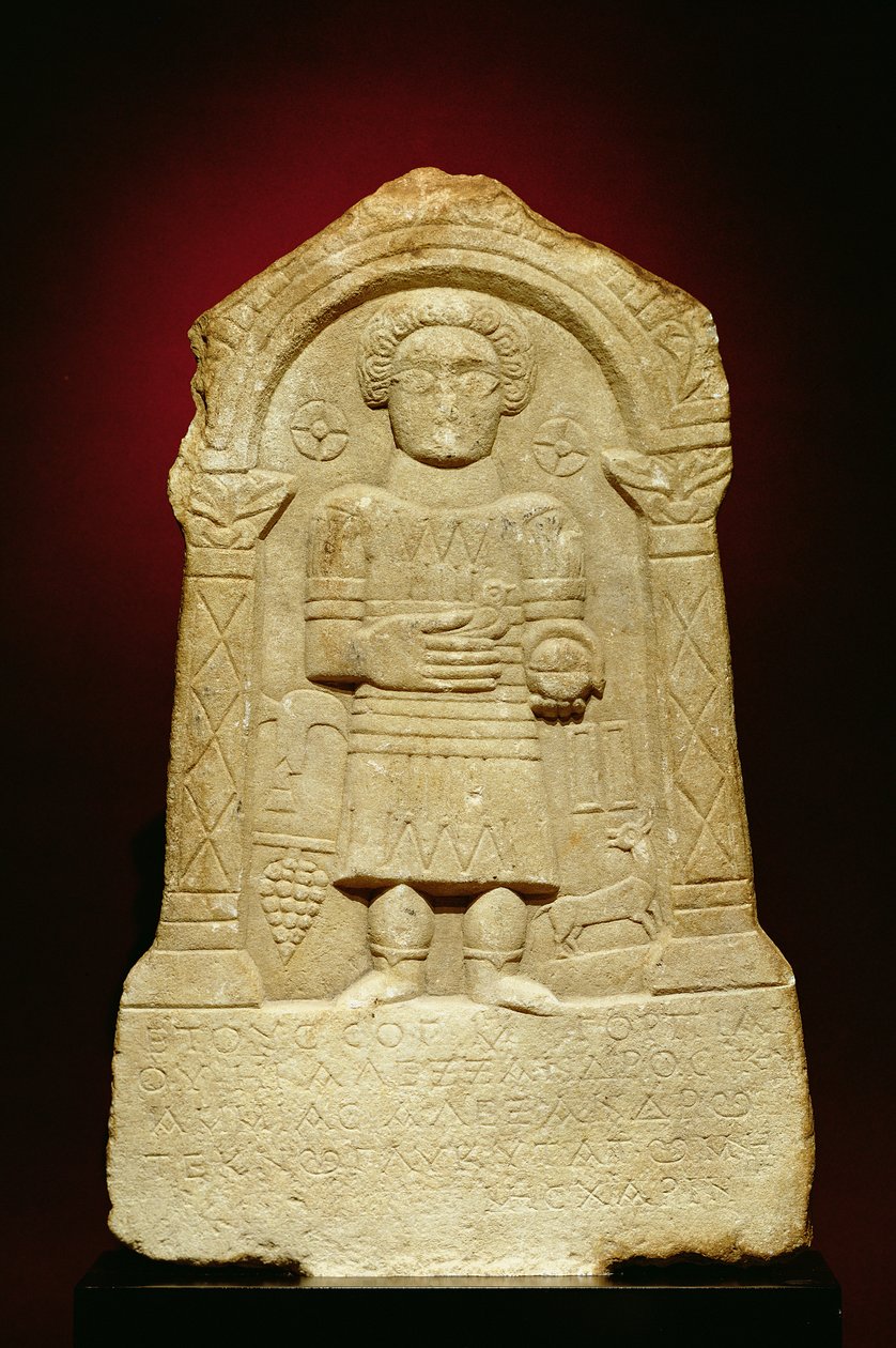 Estela funerária de mármore, com inscrição grega, romana, século 3 a.C. de Unbekannt