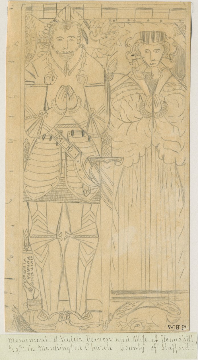 Igreja de Marchington - Monumento de Walter Vernon: desenho a lápis, séc. de Unbekannt