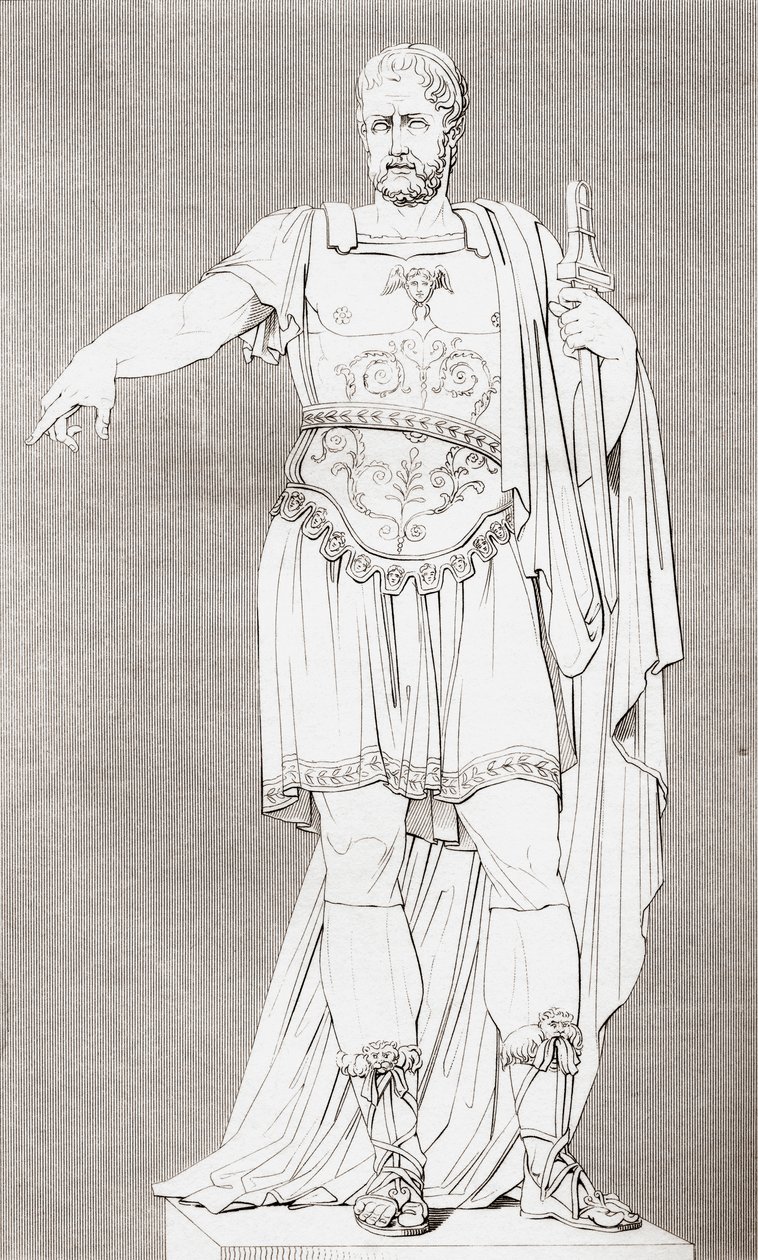 Marcus Furius Camillus (c. 446 365 a.C.), soldado e estadista romano, da The Historic Gallery of Portraits and Paintings, publicado em 1808. de Unbekannt