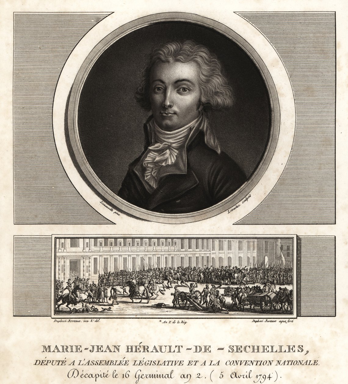 Marie-Jean Herault de Sechelles (1759-1794), juíza francesa e guilhotina política no Reinado do Terror de Unbekannt
