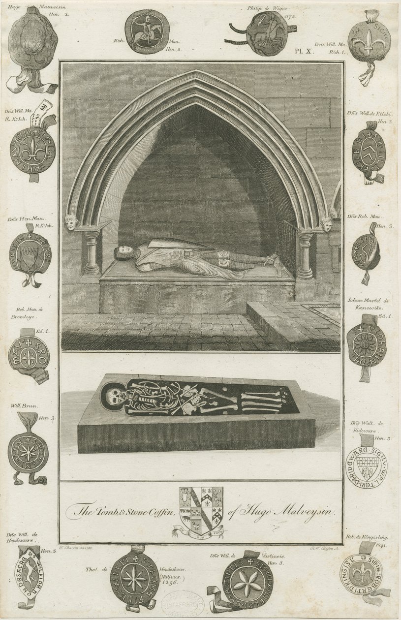 Mavesyn Ridware - Tumba de Hugo Mavesyn: gravura, 1785 de Unbekannt