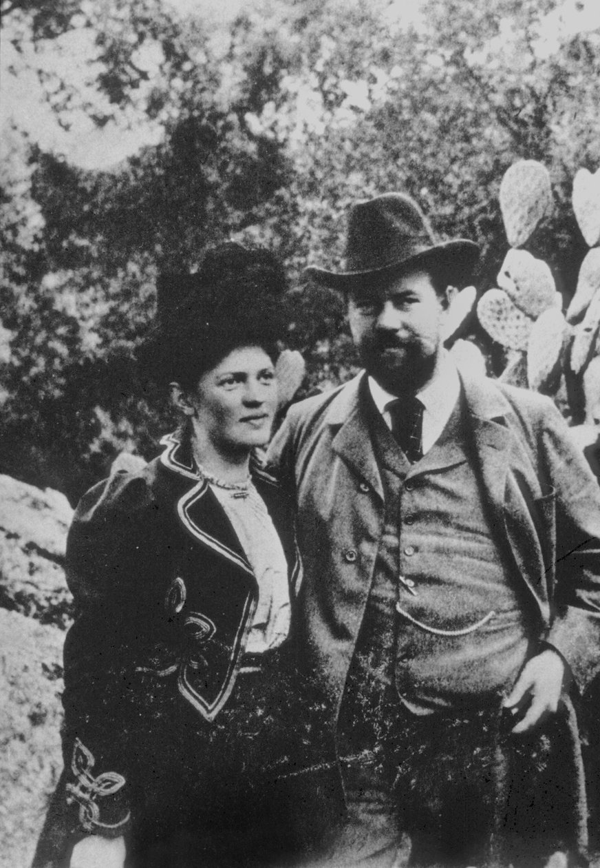 Max Weber e a sua mulher, c. 1900 (fotografia a preto e branco) de Unbekannter Künstler