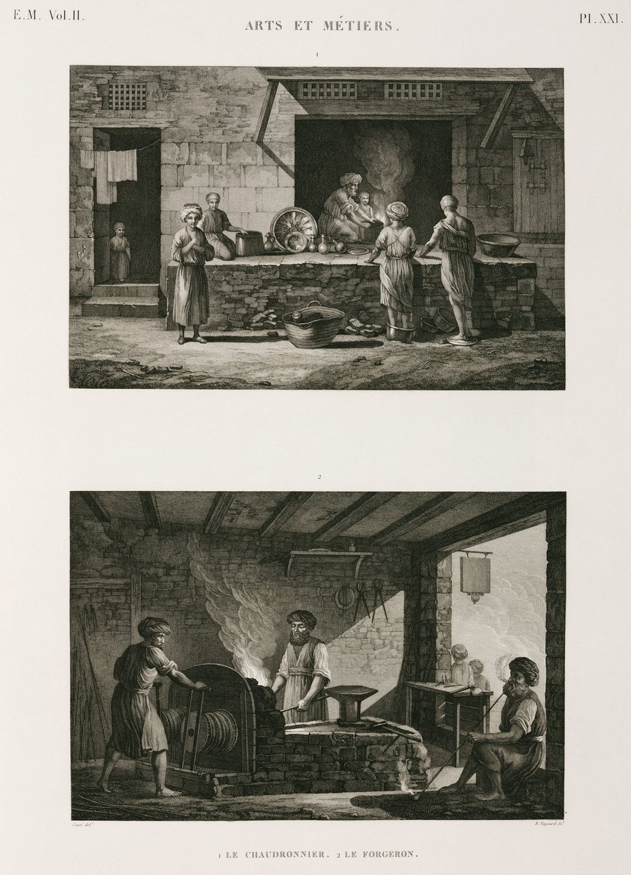 Metais, Cobreiro e ferreiro, Egipto, c 1798 de Unbekannt