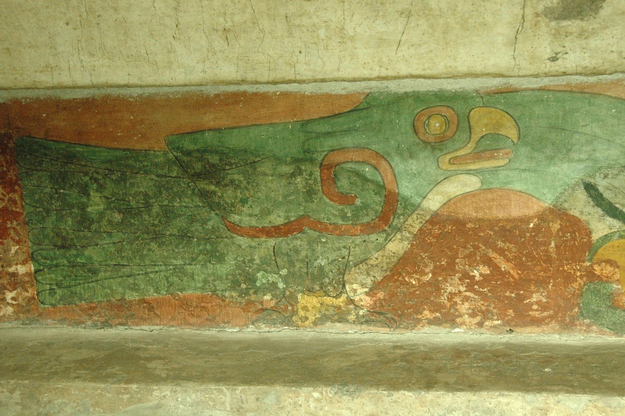 México, Cidade do México, Teotihuacan (século I d.C.), Templo de Jaguares, afresco de papagaio de Unbekannt