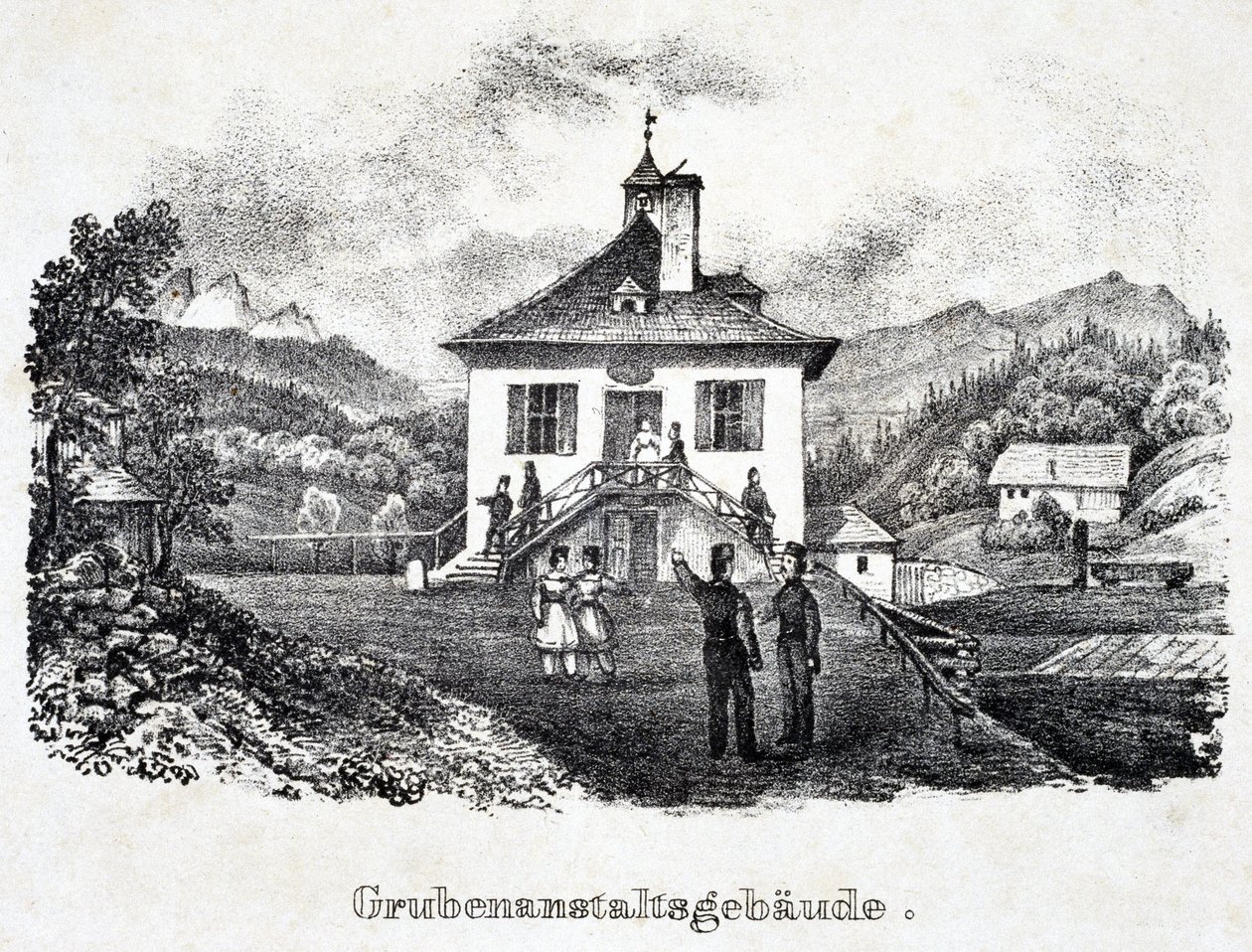 Mina de sal: o edifício da empresa mineira em Durrnberg, Áustria de Unbekannt