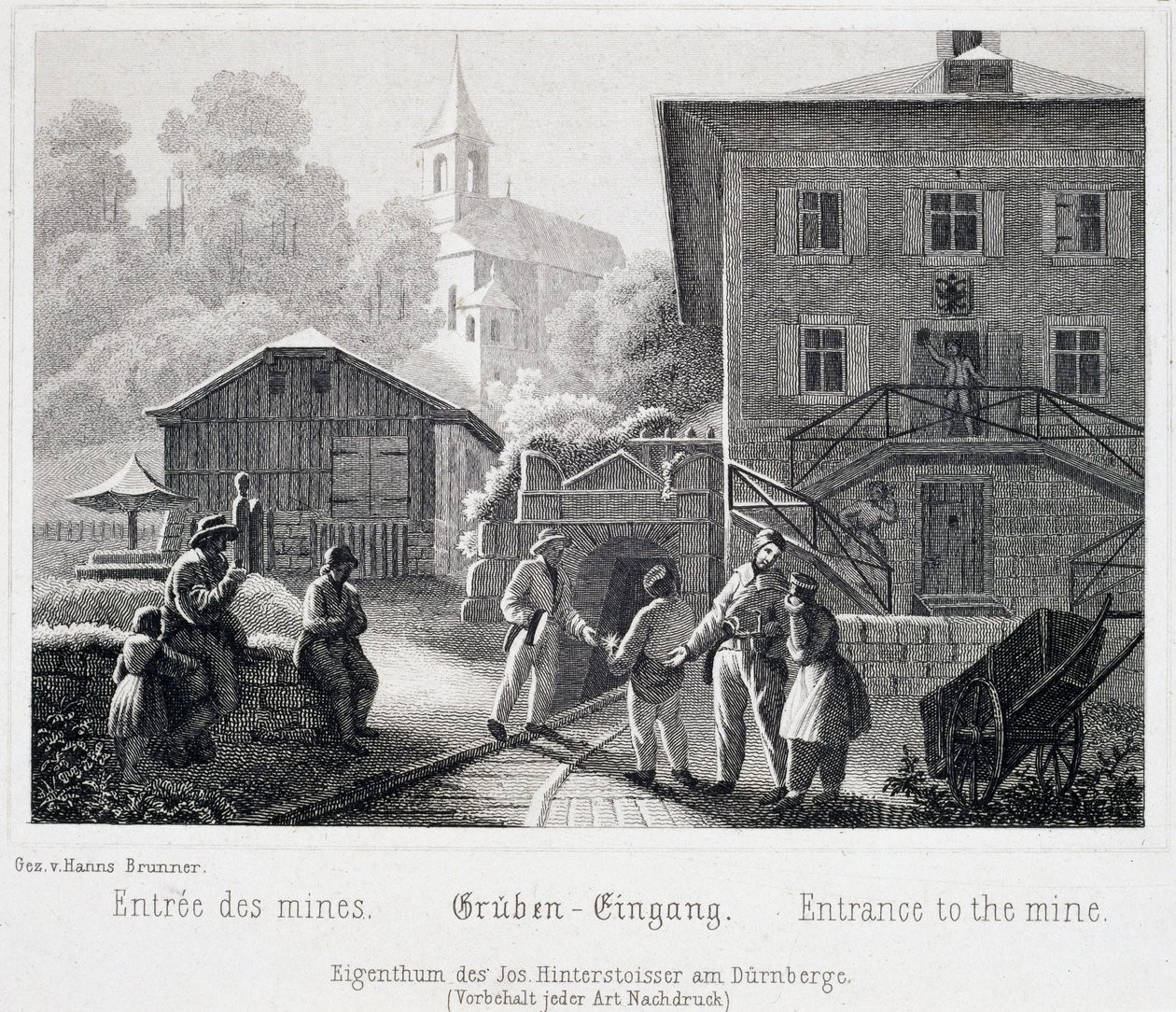 Mina de sal: a entrada da mina, Durrnberg, Áustria, por volta de 1850 de Unbekannt